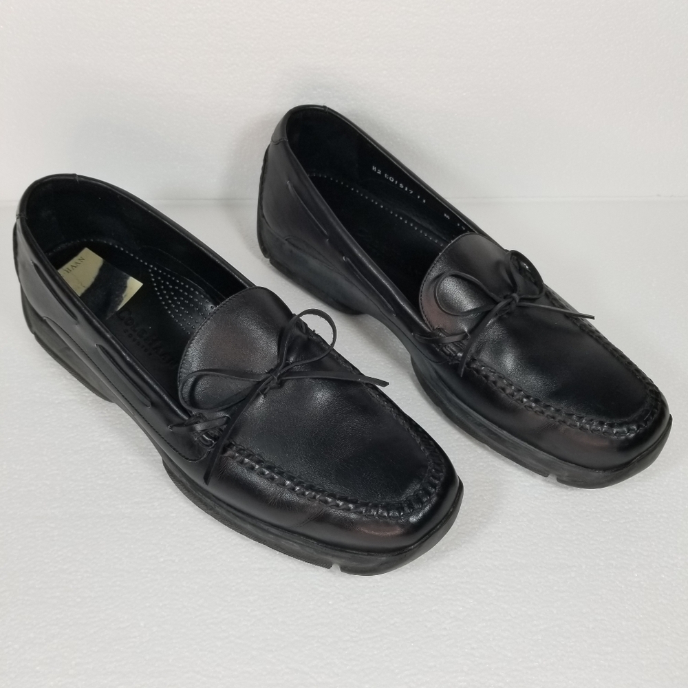 Cole Haan Black Leather Driver Mocs Slip-Ons Sz 11